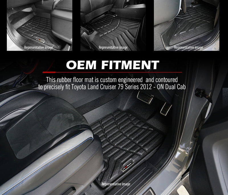 KIWI MASTER Car Floor Mats fit Toyota Landcruiser 79 Series 2012 - ON GXL Dual Cab