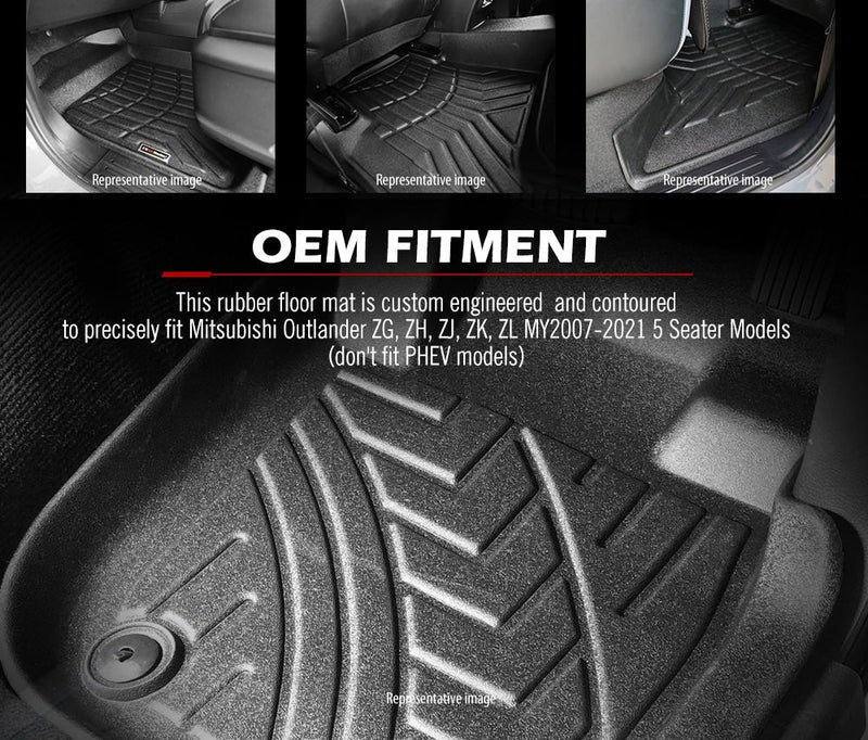 KIWI MASTER 3D TPE Car Floor Mats Liner fit Mitsubishi Outlander MY 2007-2021