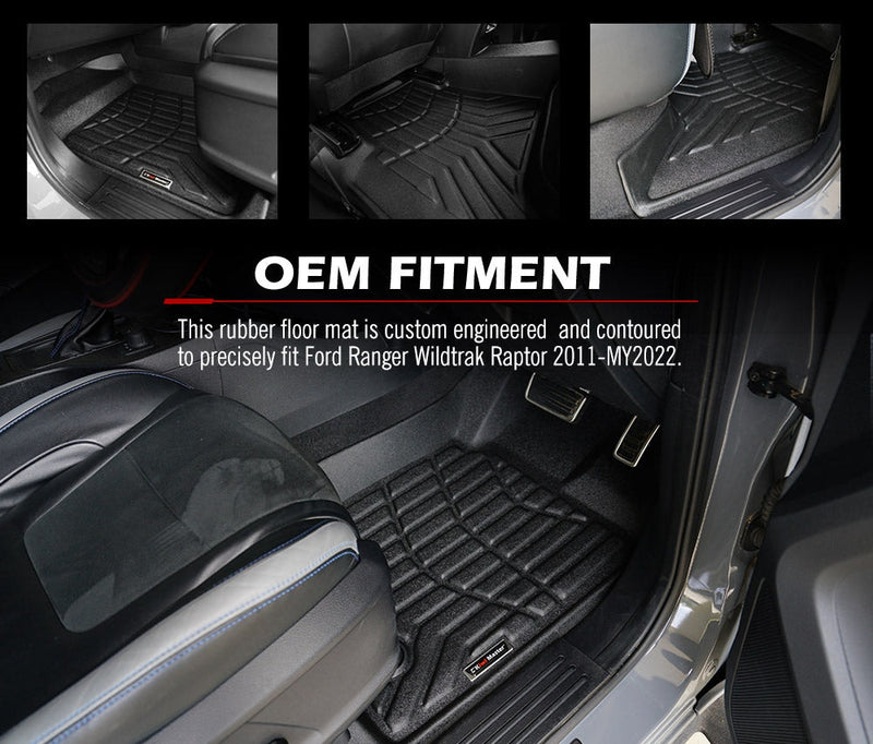 KIWI MASTER 3D TPE Car Floor Mat for Ford Ranger Wildtrak Raptor 2011-MY2022 PX PX2