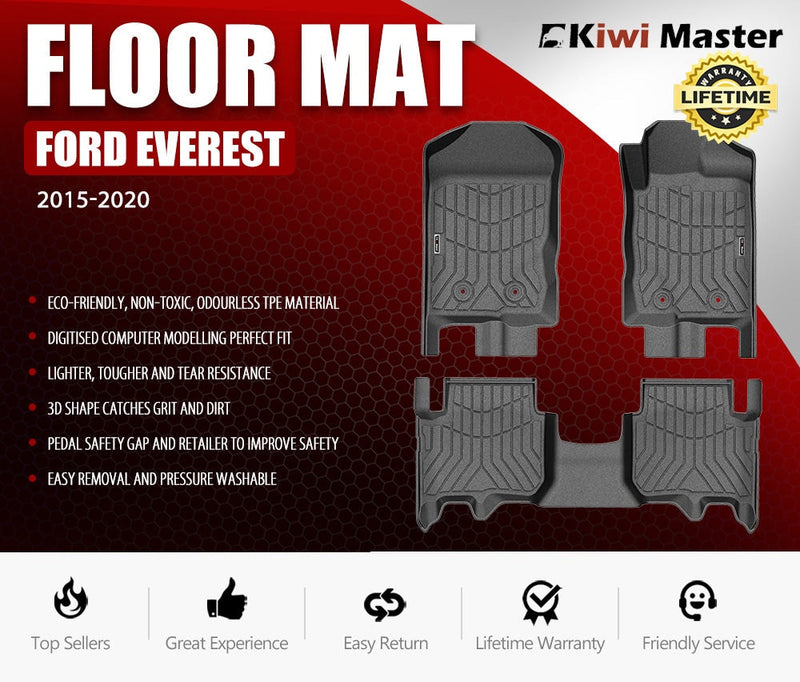 KIWI MASTER 3D TPE Car Floor Mats Fit Ford Everest 2015-2022