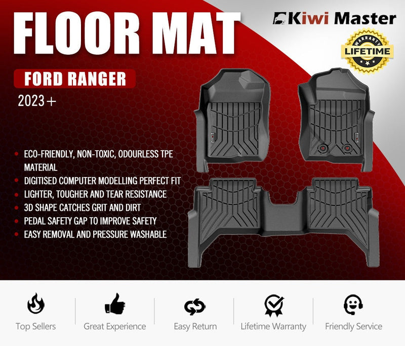 KIWI MASTER 3D TPE Car Floor Mat for Ford Ranger 2023+ Next Gen
