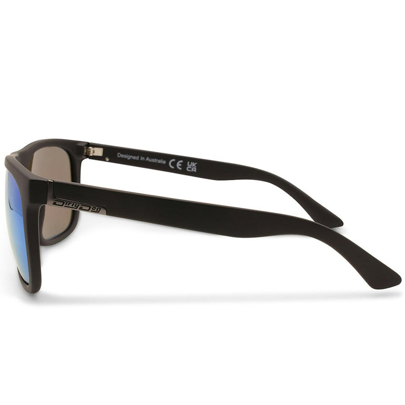 Dirty Dog Quag Satin Satin Black/Ice Blue Mirror Unisex Polarised Sunglasses 53577