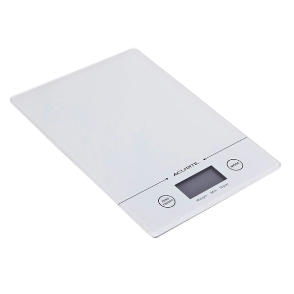 Acurite Slim Line Glass 1g/5kg Digital Kitchen Food/Nutrition Scale Weight White