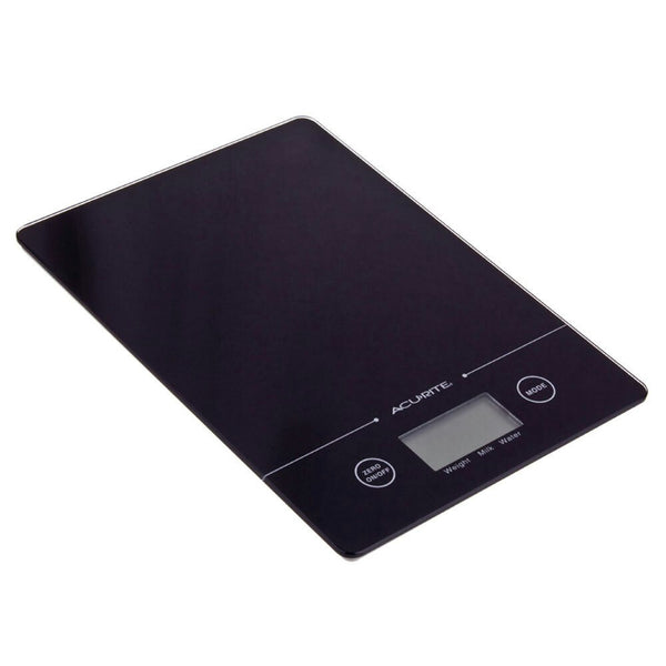 Acurite Slim Line Glass 1g/5kg Digital Kitchen Food/Nutrition Scale Weight Black