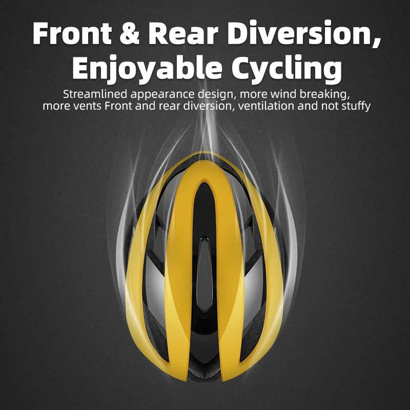 Ultralight Bicycle Helmet Magnetic Snap Closure 58–61cm Yellow