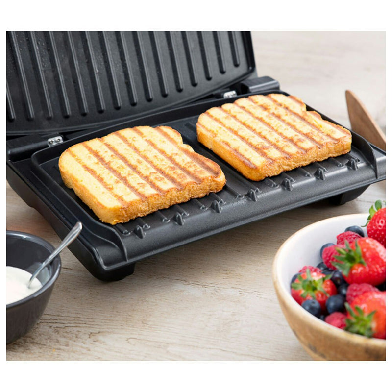George Foreman 33cm Family Electric Steel Grill Press Non Stick Food Cooking