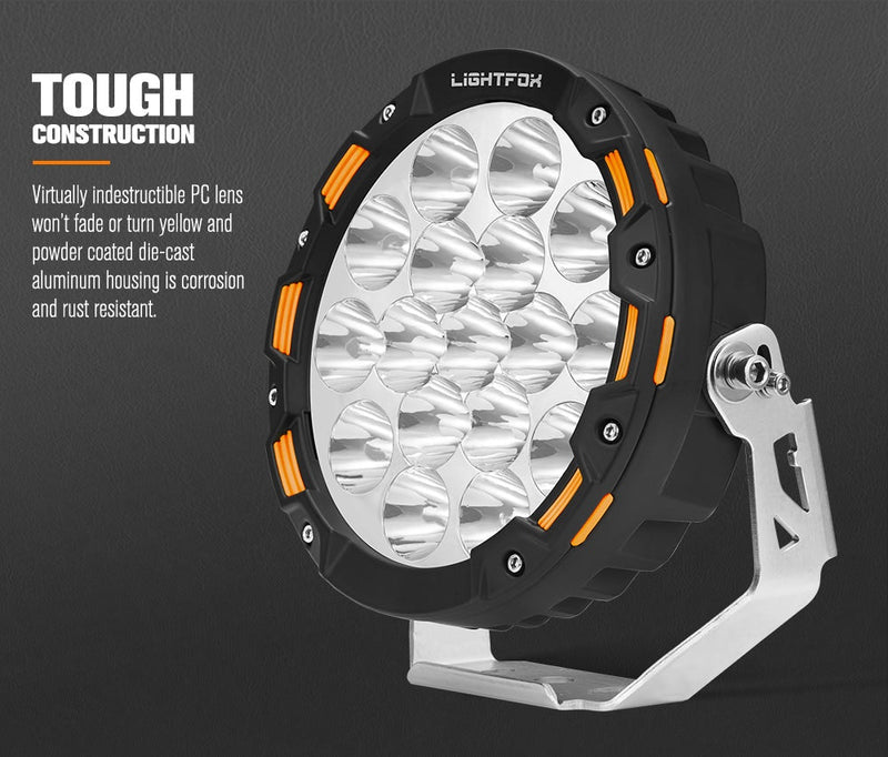 LIGHTFOX 7inch OSRAM LED Driving Spot Lights 1Lux@816m(Pair) 12,603Lumens