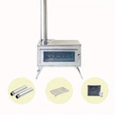 Stainless Steel Firewood Stove with Chimney - Outdoor Portable Camping Heater