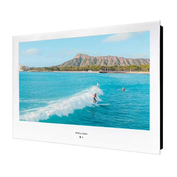 ENGLAON 24″ Full HD LED Android Smart IP65 Waterproof TV White finish for Bathroom Kitchen Pool Spa Home