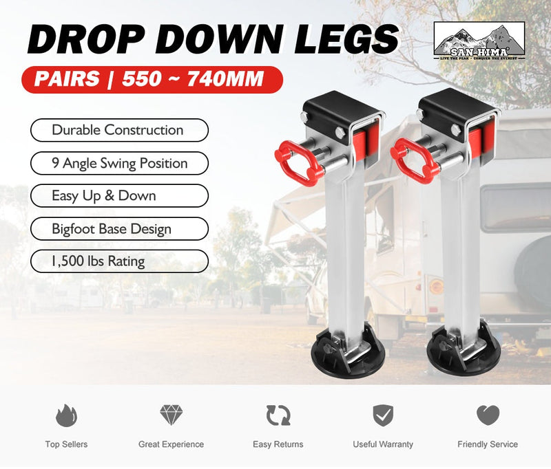 2X 740MM Corner Legs Drop Down W/Handle Steel Base 1500LBS