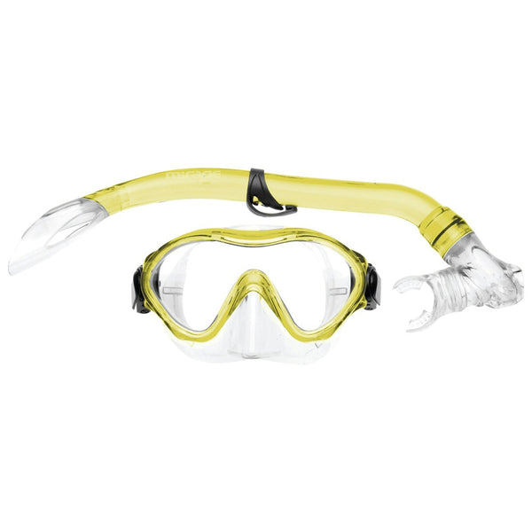 2pc Mirage Goby Kids Junior Swimming/Beach Silitex Mask/Glass Snorkel Set Yellow