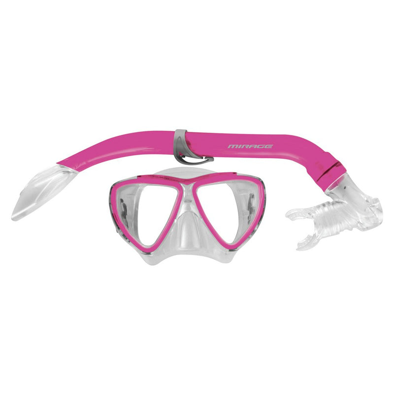 2pc Mirage Turtle Kids Junior Swimming/Beach Silitex Mask/Glass Snorkel Set Pink