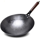 32cm Hand-Forged Iron Wok Pure Iron Non-Coated Stir Fry Pan Brown