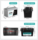 12V 100Ah AGM Battery Outdoor RV Marine 4WD Deep Cycle & W/ Strap Battery Box