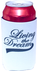 White Stubby Holder- Living The Dream