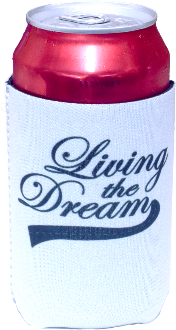White Stubby Holder- Living The Dream