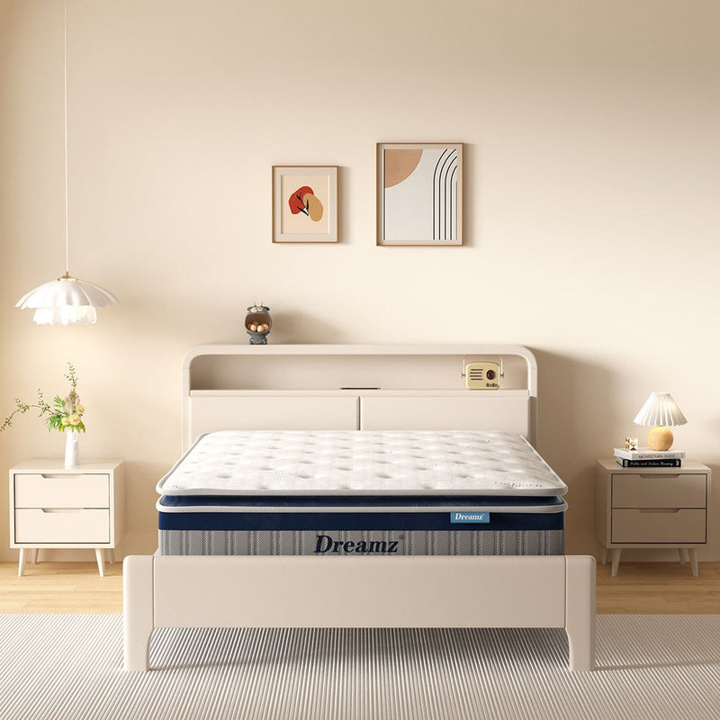 DreamZ Spring Mattress Pillow Top 7 Zone Pocket Spring Memory Foam 32cm Queen