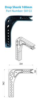 Hayman Reese 50157 Adjustable Ball Mount Shank (cast) - 160mm drop