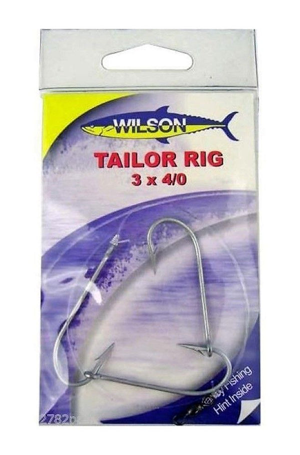 Wilson Tailor Fishing Rig 3x4/0 Hook-Setup - 40lb Clear Mono Leader