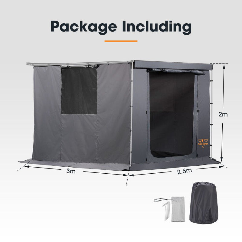 San Hima Car Side Awning 2.5x3m + Awning Tent Waterproof Portable SUV Camping Shade
