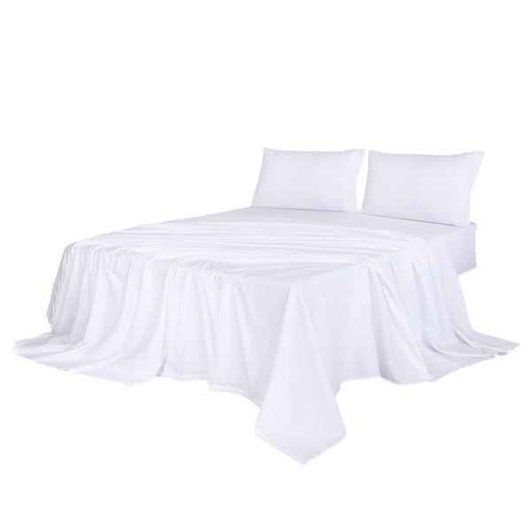 Dreamz Bamboo Sheet Set Fitted Pillowcase Queen Size White 4Pcs Set