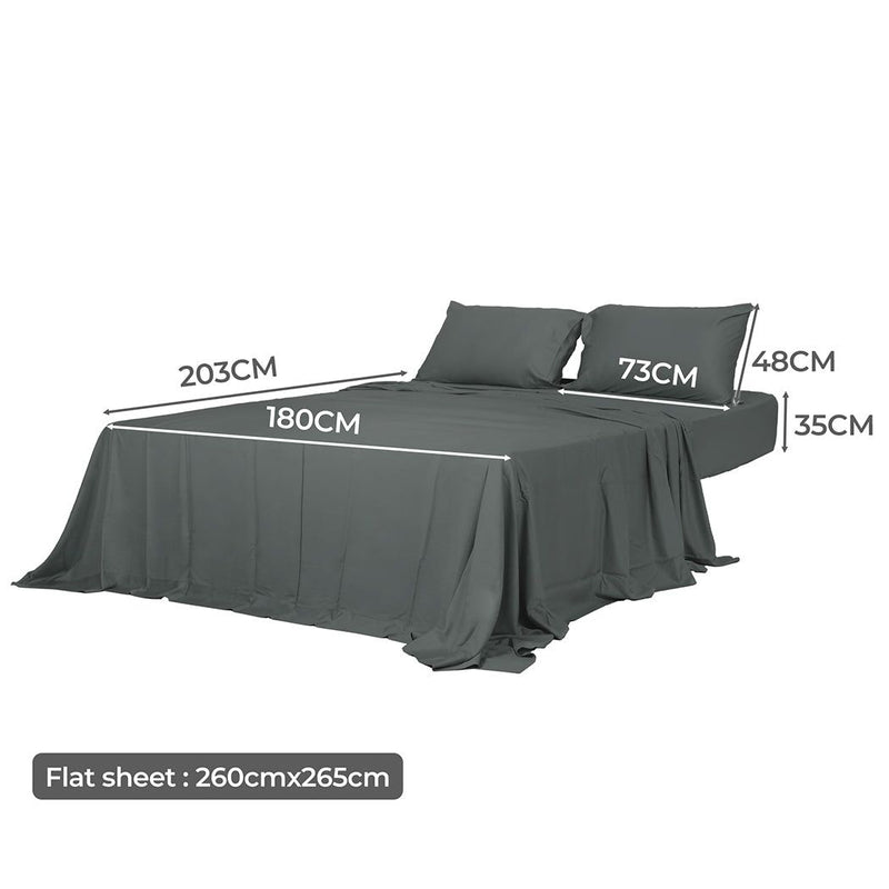 Dreamz Fitted Sheet Set Pillowcase Bamboo King Charcoal Summer 4Pcs