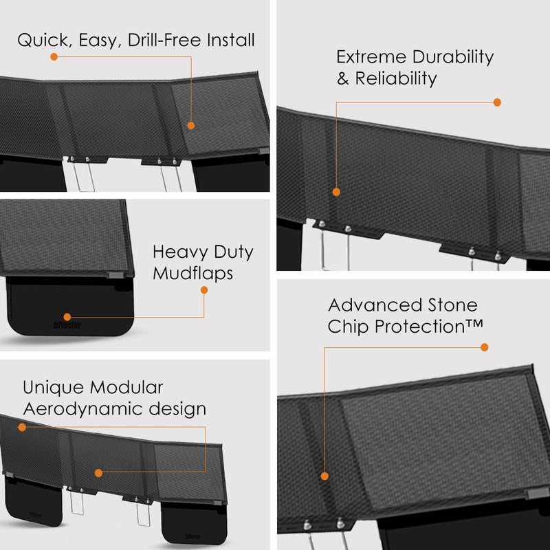 D-Flector Camper Standard Stone Guard 1800mm - Angled (High-Strength Performance Steel)