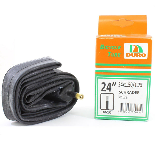Duro 24" x 1.5/1.75 Bicycle Tyre Tube for 24 Inch Bike Tyres Schrader Valve
