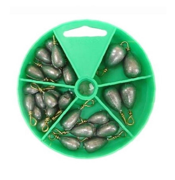 27 Gillies Bass Casting Sinkers in Convenient Dial Pack - Assorted Sizes And Weights