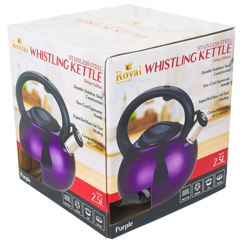 Royal Deluxe Stainless Steel Whistling Kettle 2.5L Purple