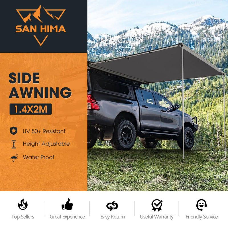 San Hima Car Side Awning 1.4x2m Pull-out Telescoping Poles Waterproof Camping