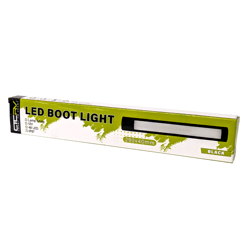 COAST RV 12V LED Boot Light - Black 290mm x 40mm - IP67, 280 Lumens.