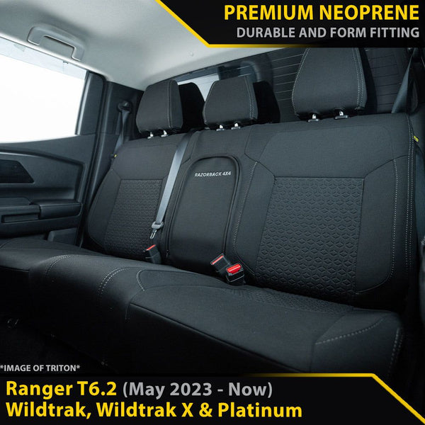 Ford Ranger T6.2 Wildtrak, Wildtrak X & Platinum Premium Neoprene Rear Row Seat Covers