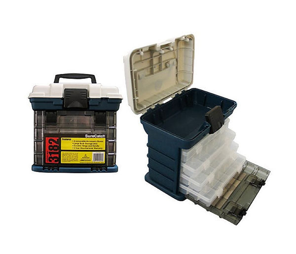 Surecatch 4 Tray Heavy Duty Fishing Tackle Box for Terminal Tackle Blue