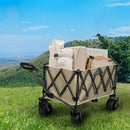Lambu Folding Trolley Wagon Cart Outdoor Camping Shopping Beach Cart Khaki