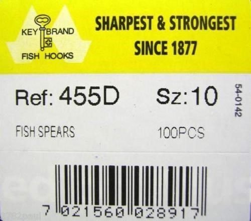 100 x Size 10 Mustad 455D 1 Barb Fishing Spear Heads - 132mm Replacement Spears