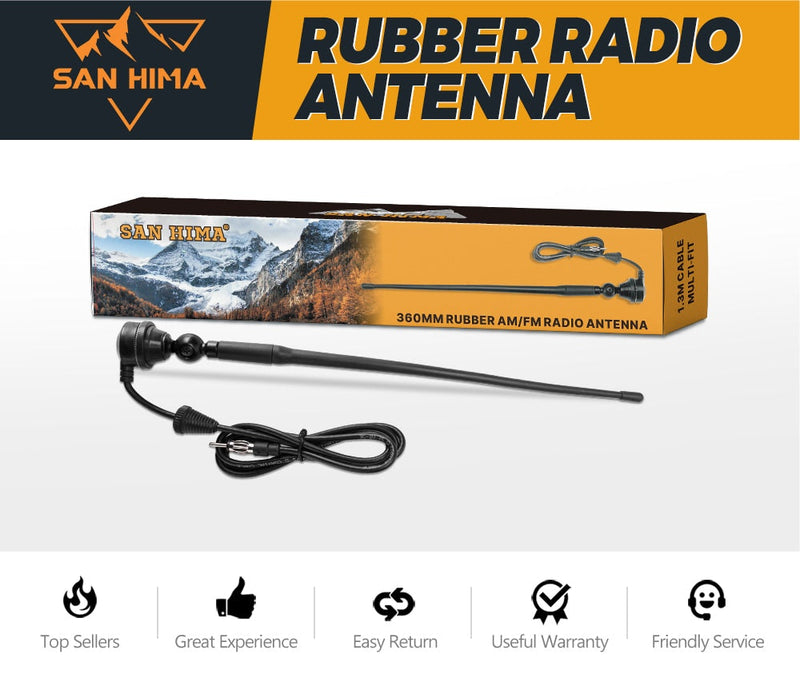 San Hima UHF Radio Antenna AM/FM Black Rubber Duck  Suits Car 4X4 Truck Caravan