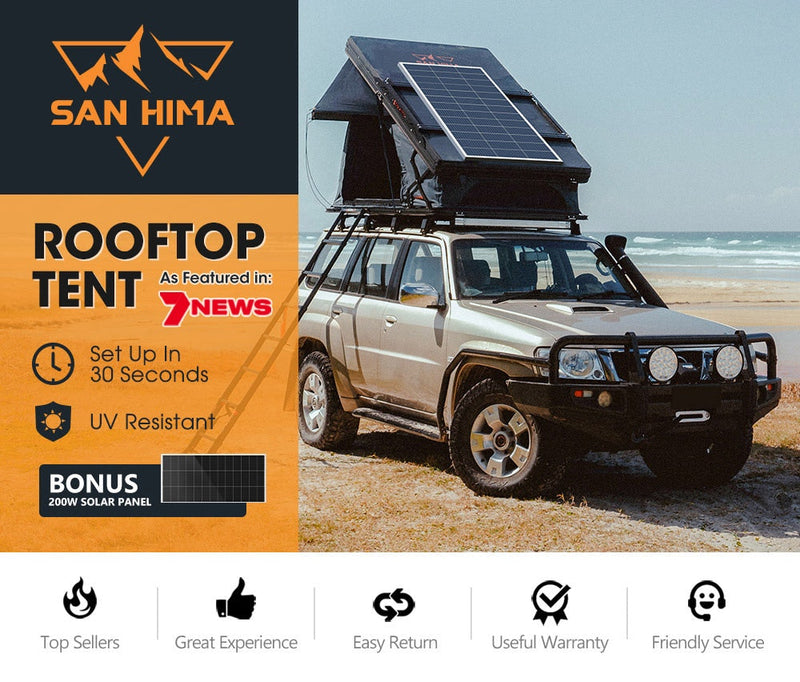 San Hima Kalbarri X Rooftop Tent Hardshell With Ladder 4x4 + 200W Solar Panel