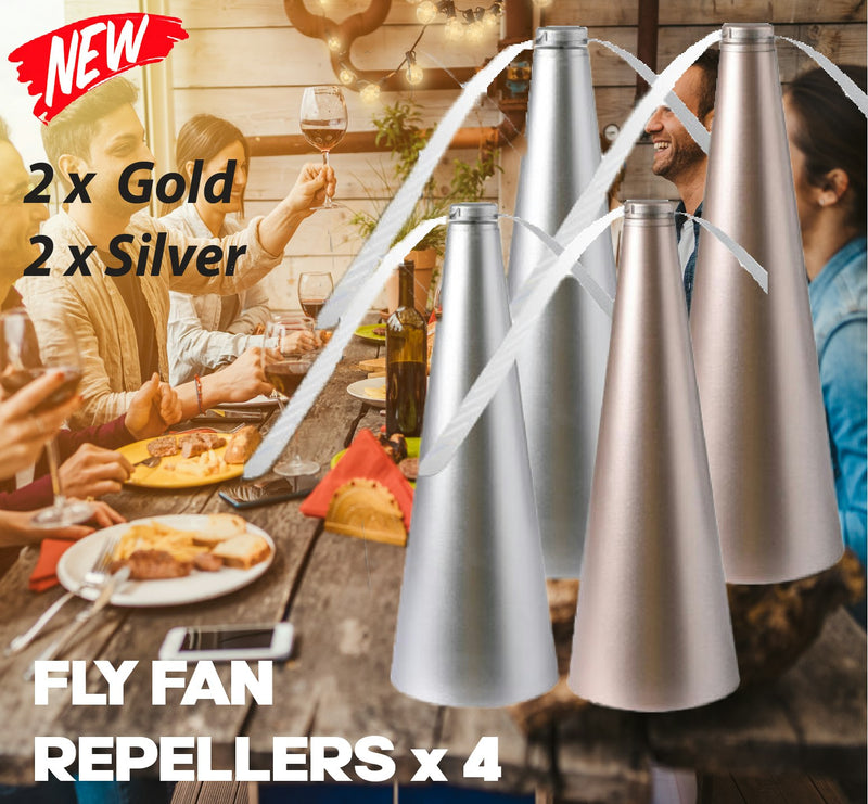 Fly Fan Repeller Pack - 2 x Gold, 2 x Silver