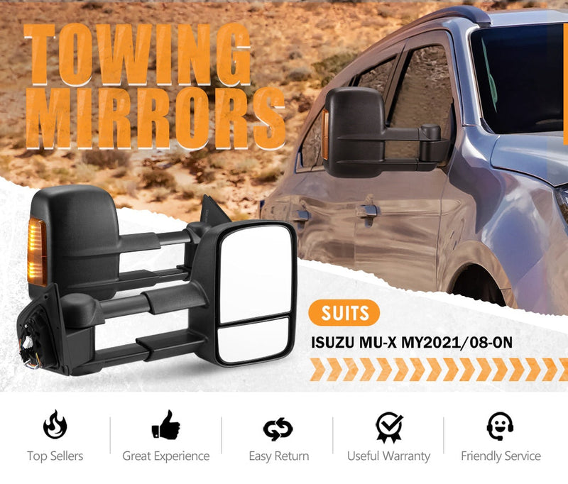 San Hima Extendable Towing Mirrors For Isuzu MU-X&nbsp;MY2021/08-ON