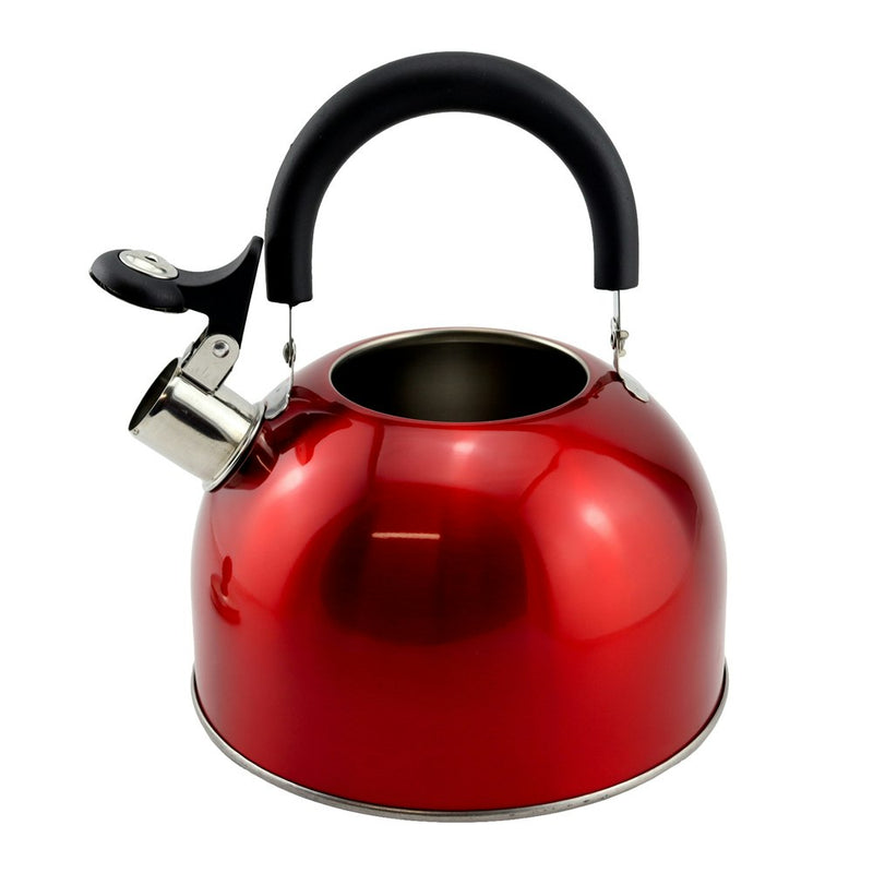 Wildtrak 2.5L Whistling Kettle Outdoor Picnic/Camping Hot Drink Water Boiler Red