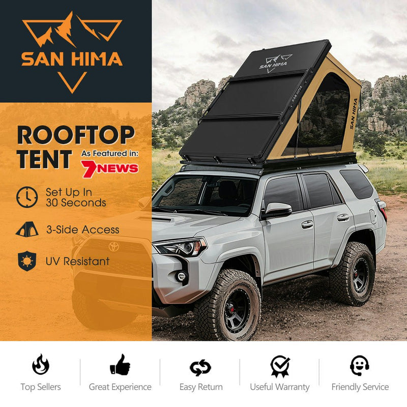 San Hima Kalbarri Gen 2 Roof Top Tent Hardshell With Ladder Camping Khaki 4WD