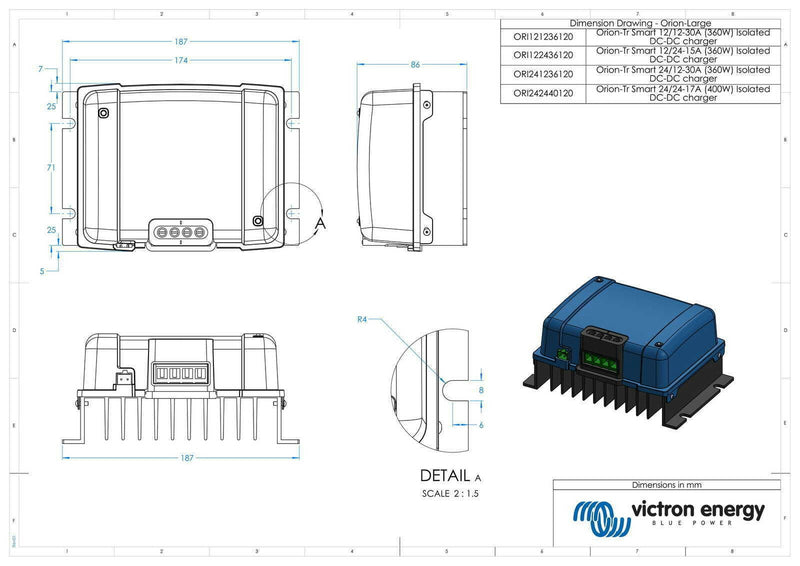 Victron 24V to 12V Orion-Tr Smart 24/12-30A Isolated DC-DC Charger