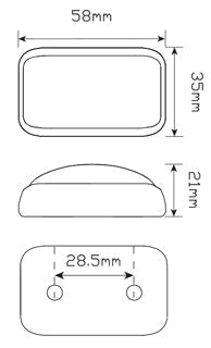 LED Autolamps 58AM Side Direction Indicator 12-24V, Blister Single