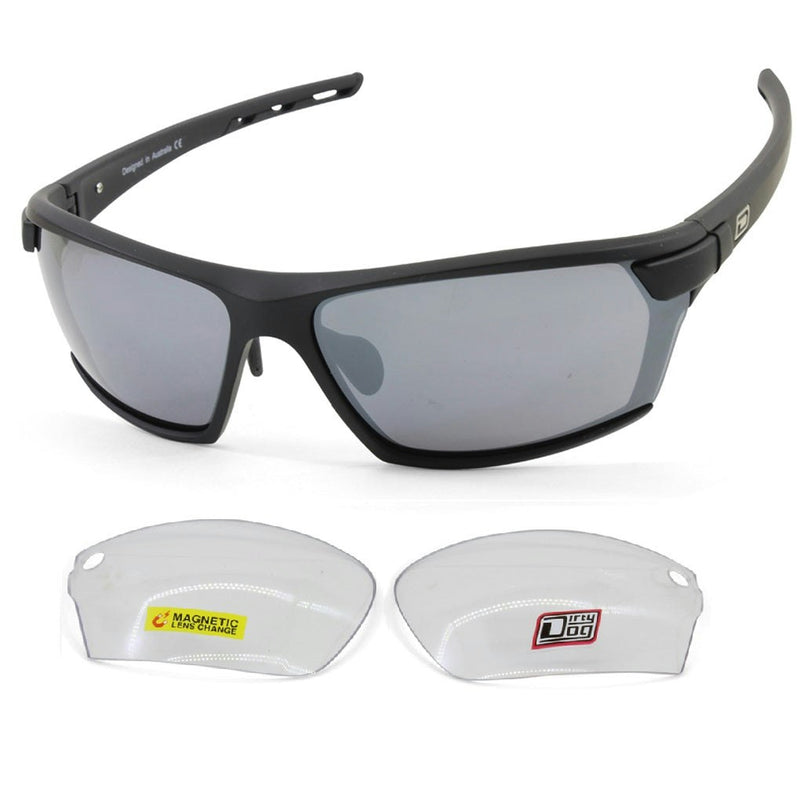 Dirty Dog Sport Evolve X1 Black/Silver & Clear Changeable Lens Sunglasses