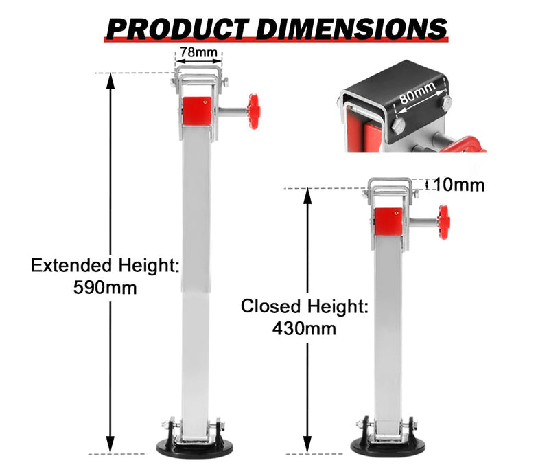 4x 590MM Corner Legs Drop Down W/Handle Steel Base 1500LBS