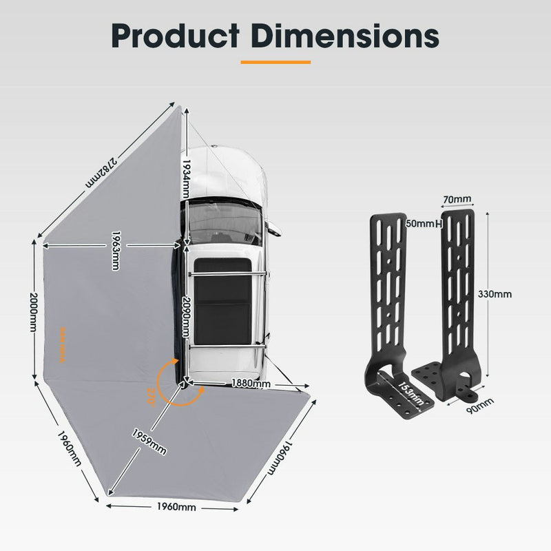 San Hima 270 Degree Free-Standing Awning 600D Double-Ripstop + "L" Bracket