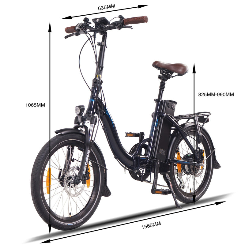 NCM Paris+ Folding E-Bike, 250W, 36V 19Ah 684Wh Battery, Size 20"