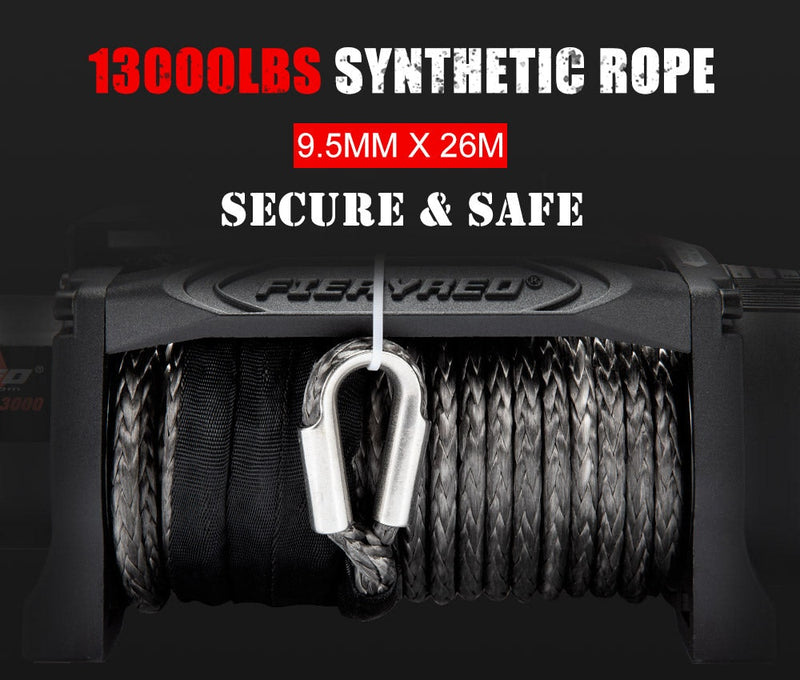 12V 13000LBS Electric Winch Synthetic Rope