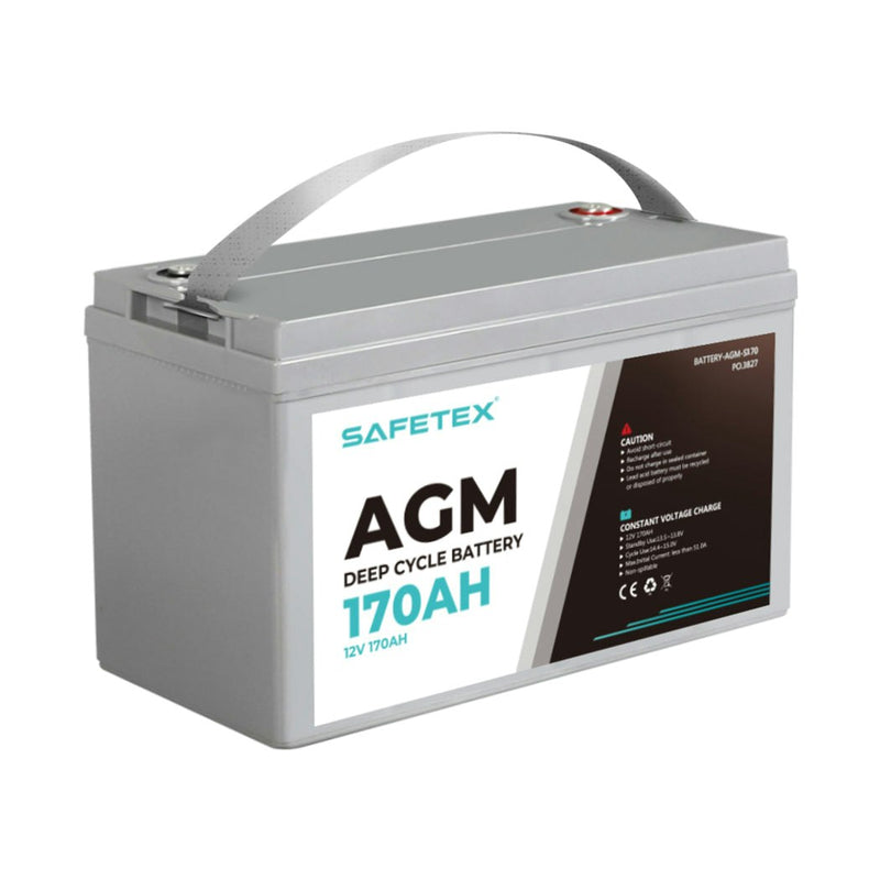 Safetex 12V 170Ah AGM Deep Cycle Lead Acid SLA Battery Solar Caravan Camping